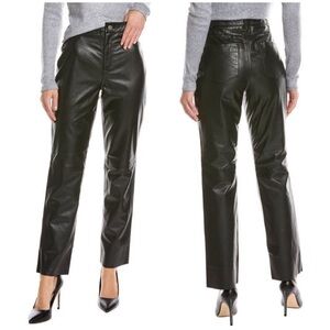 New Walter Baker Yvette Soft Lamb Leather Straight Leg Pants Black Crop